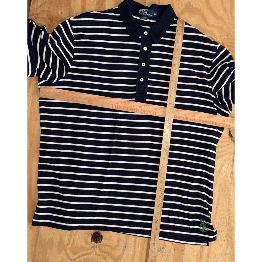 Vintage Polo Ralph Lauren Shirt Mens XL Blue White Striped Anchor Logo 90s Yacht